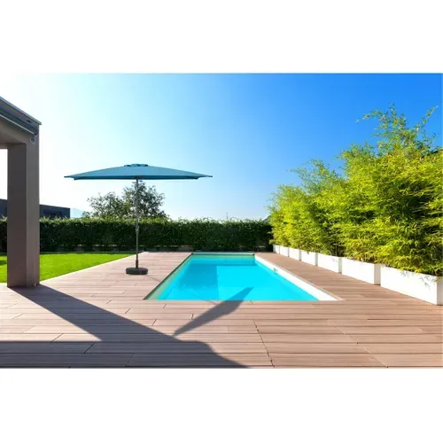 Parasol Jardin "sol 2" - Rectangle - 2 X 3 M - Bleu + Dalles à Lester Incluses