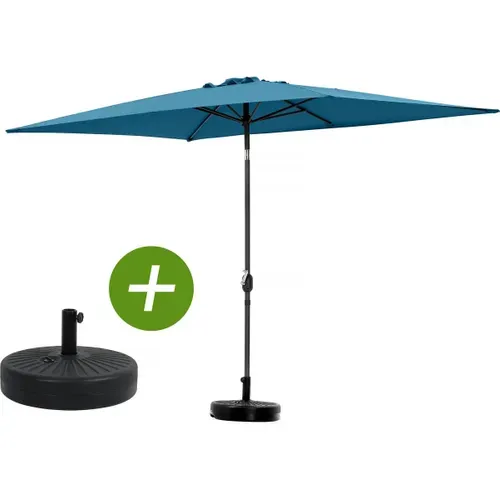 Parasol Jardin "sol 2" - Rectangle - 2 X 3 M - Bleu + Dalles à Lester Incluses