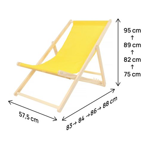 Lot De 2 Transats En Bois "chilienne" - 107 X 56.5 X 81 Cm - Jaune
