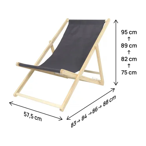 Lot De 2 Transats En Bois "chilienne" - 107 X 56.5 X 81 Cm - Gris