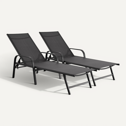 Lot De 2 Bains De Soleil En Métal "farniente"- Gris