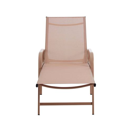 Lot De 2 Bains De Soleil En Métal Avec Accoudoirs "farniente" - Marron
