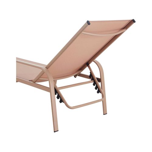 Lot De 2 Bains De Soleil En Métal Avec Accoudoirs "farniente" - Marron