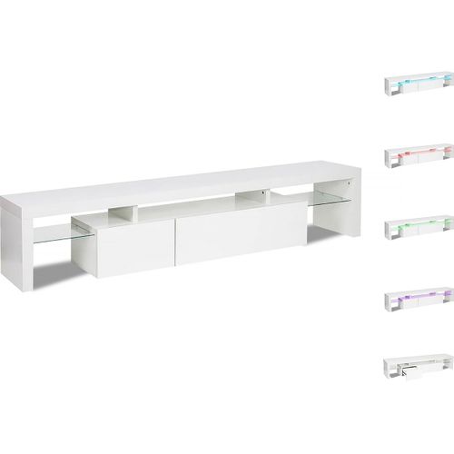 Meuble TV LED Laqué "tina" - 187.5 X 34 X 38 Cm - Blanc