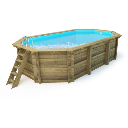 Piscine Bois " Miami 120 " - 4.86 X 3.36 X 1.20 M + Bâche à Bulles 180 Μ + Bâche Hiver 280 Gr/m²