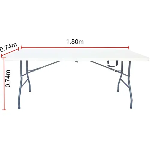 Table De Jardin Pliante En Métal "foldy" - 181 X 74 X 74 Cm - Blanc