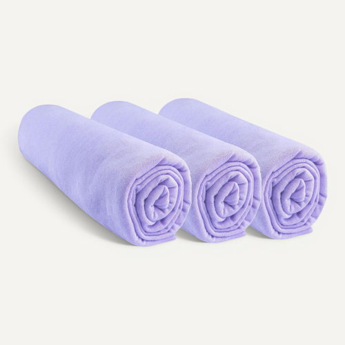 Lot De 3 Draps Housse Jersey 100% Coton - 40x80/40x90 Cm - Parme