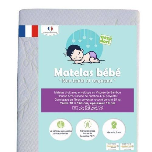 Matelas En Bambou 70x140 Cm Pour Lit Bébé