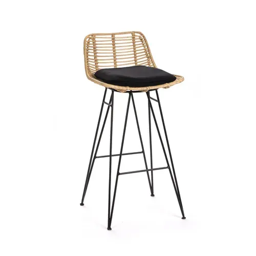 Lot De 2 Chaises De Bar Design En Rotin H67cm