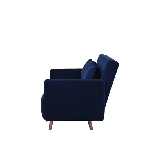 Canapé Convertible 2 Places En Velours Côtelé Pieds Bois Foncé