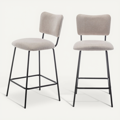 Lot De 2 Chaises De Bar En Tissu Et Métal H65cm
