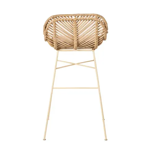Lot De 2 Tabourets De Bar En Rotin Pieds Beiges H68cm