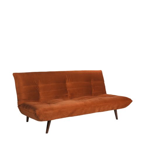 Tommy - Canapé Convertible 3 Places En Velours - Rouille
