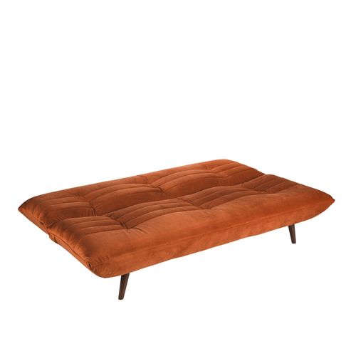 Tommy - Canapé Convertible 3 Places En Velours - Rouille