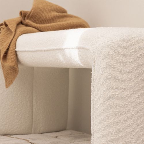 Banc Rembourré En Tissu Bouclette L100cm