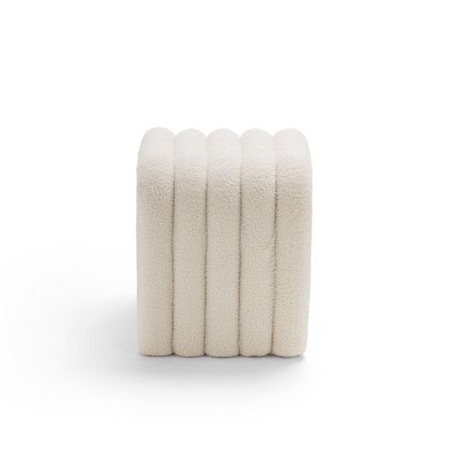 Mui - Tabouret Rembourré En Tissu Bouclette - Blanc