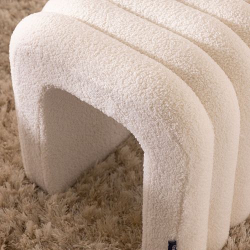 Mui - Tabouret Rembourré En Tissu Bouclette - Blanc