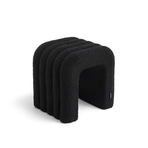 Mui - Tabouret Rembourré En Tissu Bouclette - Noir