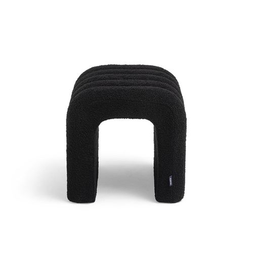 Mui - Tabouret Rembourré En Tissu Bouclette - Noir