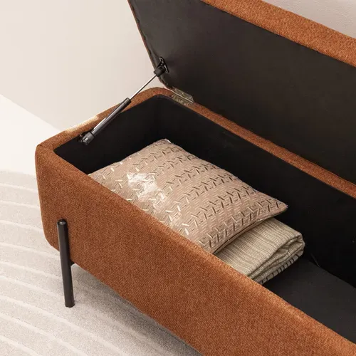 Kos - Banc Coffre En Tissu Et Métal L100cm - Rouille