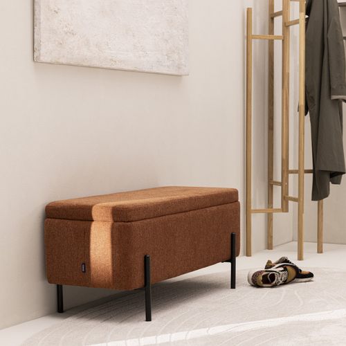 Kos - Banc Coffre En Tissu Et Métal L100cm - Rouille