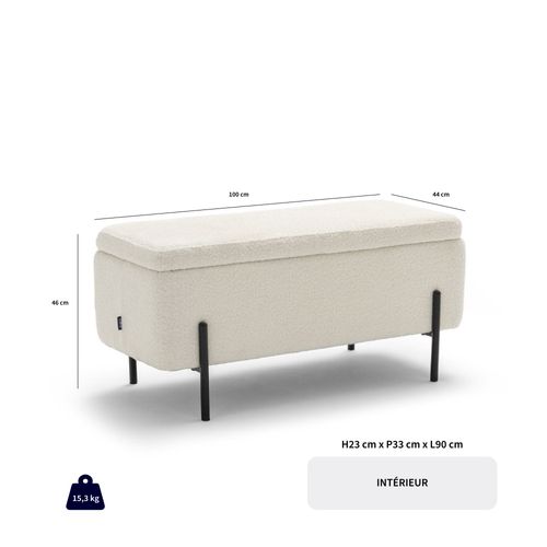 Kos - Banc Coffre En Tissu Et Métal L100cm - Rouille