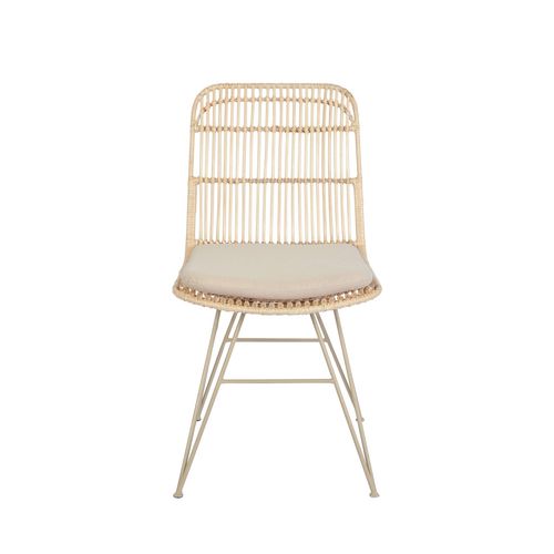 Lot De 2 Chaises Design En Rotin Pieds Beiges