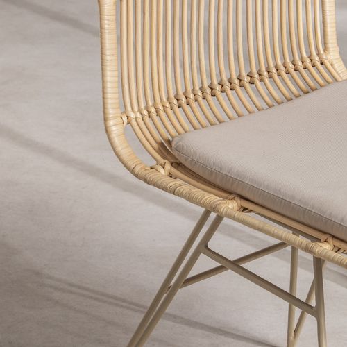 Lot De 2 Chaises Design En Rotin Pieds Beiges