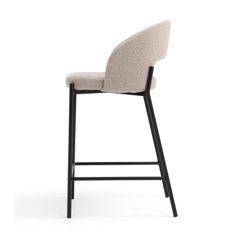 Soren - Lot De 2 Chaises De Bar En Tissu Bouclette Et Métal H65cm - Beige Chiné