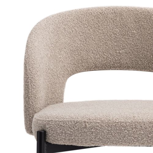 Soren - Lot De 2 Chaises De Bar En Tissu Bouclette Et Métal H65cm - Beige Chiné