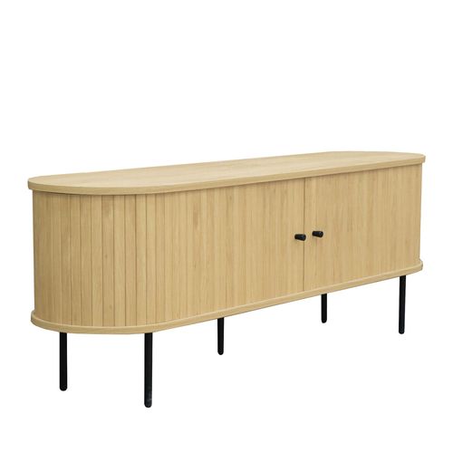 Meuble TV Aux Portes Coulissantes En Bois Et Métal L150cm - Bois Clair