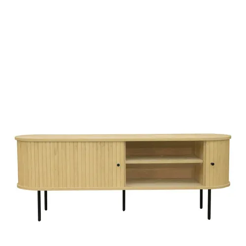 Meuble TV Aux Portes Coulissantes En Bois Et Métal L150cm - Bois Clair