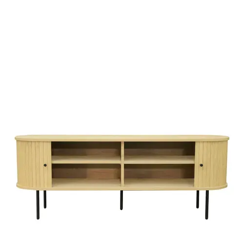Meuble TV Aux Portes Coulissantes En Bois Et Métal L150cm - Bois Clair
