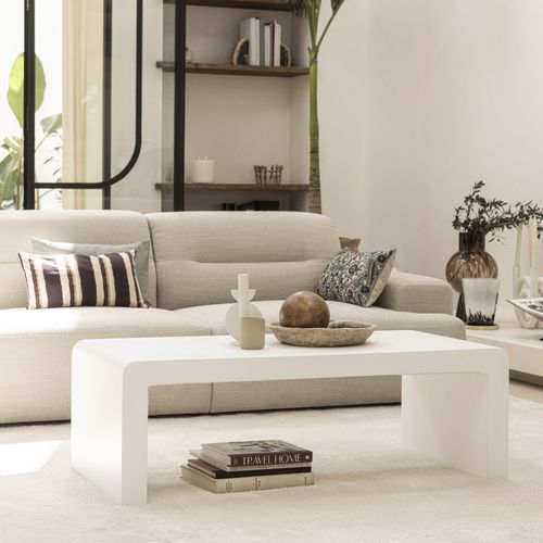 Tocoa - Table Basse En Fibre De Ciment 120x55cm - Blanc