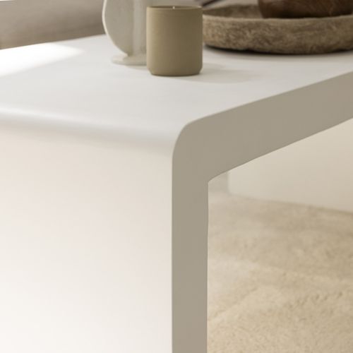 Tocoa - Table Basse En Fibre De Ciment 120x55cm - Blanc