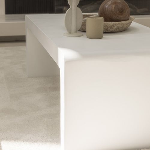 Tocoa - Table Basse En Fibre De Ciment 120x55cm - Blanc