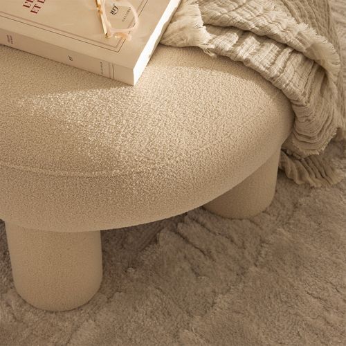 Tabouret Rond XL En Tissu Bouclette D.60cm
