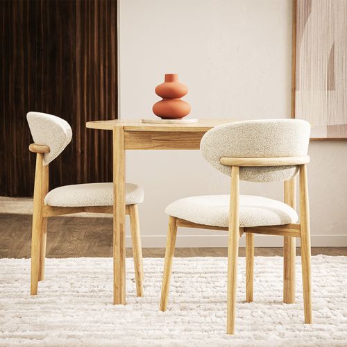 Lot De 2 Chaises En Tissu Bouclette Et Bois