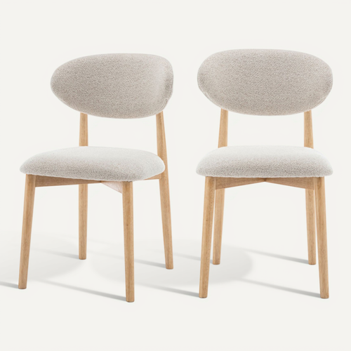 Lot De 2 Chaises En Tissu Bouclette Et Bois