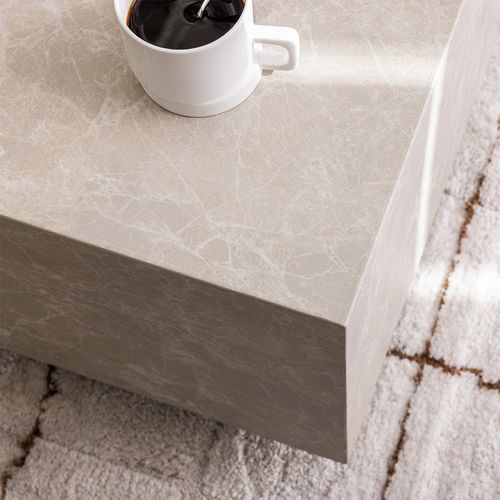 Lipani - Table Basse Effet Marbre 90x50cm - Grège