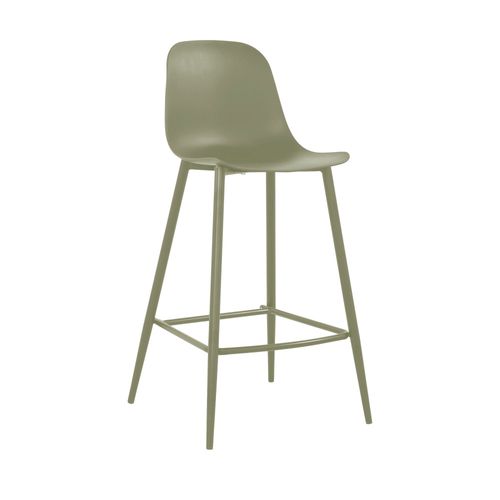 Portland - Lot De 4 Tabourets De Bar Intérieur Et Extérieur En Plastique Et Métal H65cm - Vert