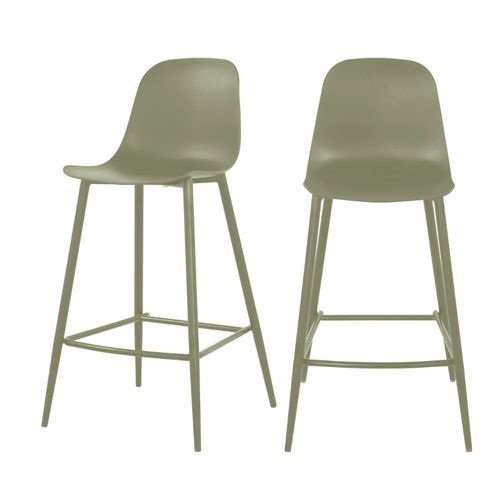 Portland - Lot De 4 Tabourets De Bar Intérieur Et Extérieur En Plastique Et Métal H65cm - Vert