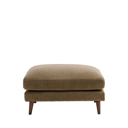 Villabon - Pouf En Tissu Pieds Bois Foncé - Caramel Chiné