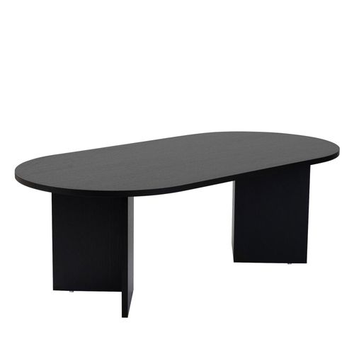 Sam - Table Basse Ovale En Bois 119x60cm - Noir