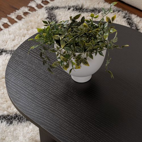 Sam - Table Basse Ovale En Bois 119x60cm - Noir