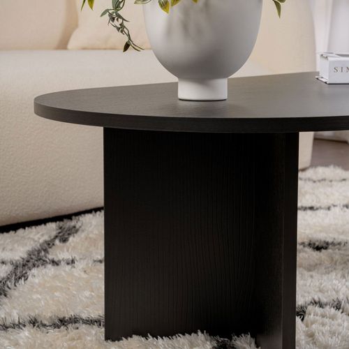 Sam - Table Basse Ovale En Bois 119x60cm - Noir