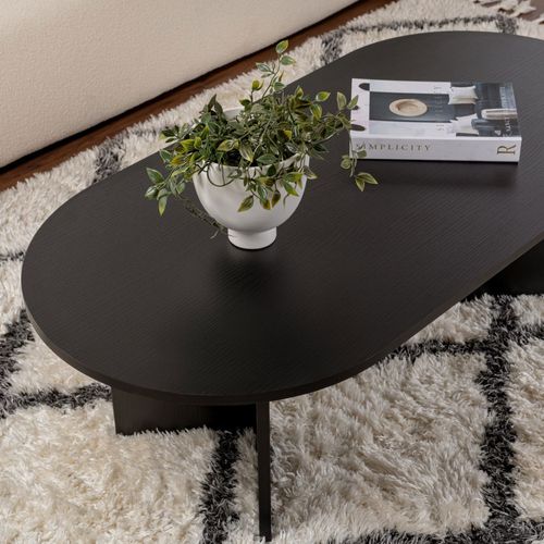 Sam - Table Basse Ovale En Bois 119x60cm - Noir