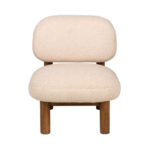 Fauteuil En Tissu Bouclette Et Bois