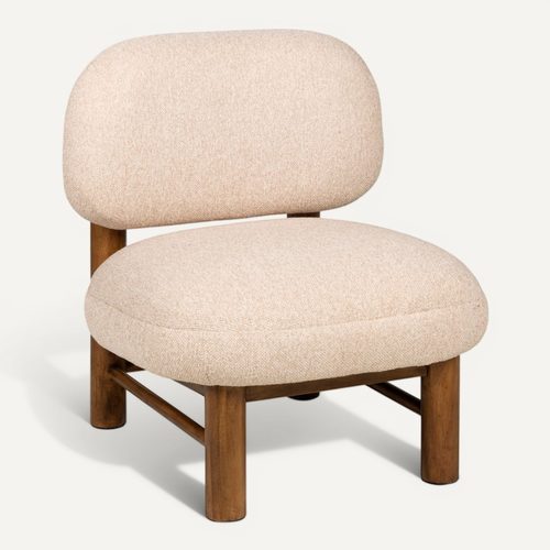 Fauteuil En Tissu Bouclette Et Bois