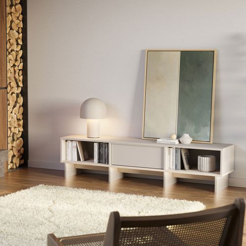 Harriet - Meuble TV 1 Porte En Bois Et Métal L170cm - Beige